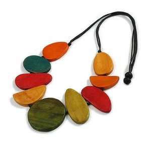 Handmade Wooden Pendant <b>Statement</b> <b>Necklace</b> Lightweight Natural Wood Jewelry Fashion Accessory Wedding Gift Women's September - Product Image 2