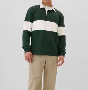 Factory Direct Selling Cotton Fabric Pullover <b>Men</b> Rugby <b>Shirts</b> Contrast Colors <b>Long</b> <b>Sleeve</b> Striped <b>Polo</b> <b>Shirt</b> For University Use - Product Image 5