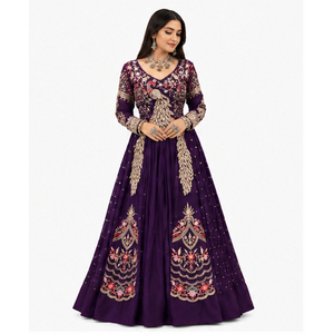 Vestido Lehenga Choli al por mayor para mujer, largo hasta el suelo, de seda, para boda, estilo afgano, elegante, holgado, ropa étnica, vestido afgano Kuchi - Product Image 1