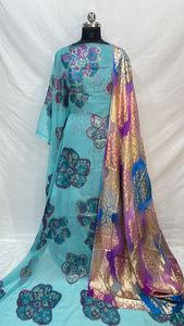 Faransawi 3-Piece <b>Set</b> Dirac Gogra Garbasar-Chiffon Fabric Jacquard Eco-Friendly Very Lightweight Wedding Outdoor Apparel Girls - Product Image 5