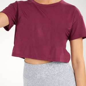 Camiseta Deportiva Holgada y Elástica para Mujer, Corte Cuadrado, Manga Corta, Oversize, Material de Jersey de Algodón, Top Corto - Product Image 6