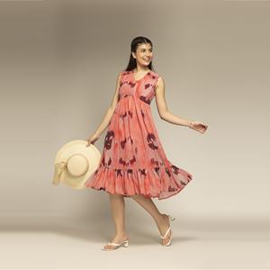 Vestido de Verano para Mujer, Estampado Rojo Cereza, Corte Evase, Vestidos de Playa para Vacaciones, Disponible a Precio Razonable - Product Image 1