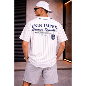 Camiseta de Béisbol, Corte Cuadrado, Color en Contraste, Botones, Logotipo Personalizado Bordado, Impresión en Serigrafía, Dobladillo Curvo, Franela Mandarina - Product Image 4