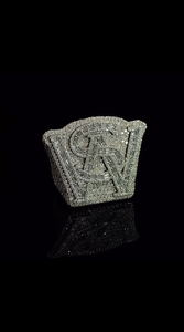 Solid Alloy 925 <b>Silver</b> Plated Vintage Jewelry <b>Men's</b> Hiphop Cocktail <b>Ring</b> Letter W Lab Created Diamond IGI Certified Party Gift - Product Image 2