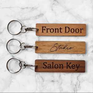 Personalised Wooden Keyring – Custom Oak, Walnut or Cherry – Choice of Fonts – Airbnb <b>Key</b> Tag, Rustic <b>Label</b>, Gift for Him or Her - Product Image 3