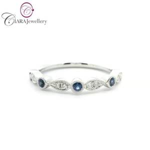 خاتم كلاسيكي 18K AU750 سويلد الذهب الأبيض الطبيعي الماس نمط العتيقة مع الياقوت - Product Image 1