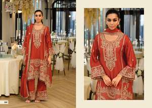 Traje Salwar de Seda Chinon Festivo con Bordado Rico, Vestido Étnico de Diseñador Listo para Usar para Mujeres, para Bodas y Ocasiones Especiales - Product Image 4