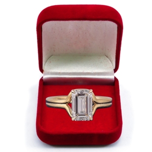 Bague en or jaune 14 carats certifiée IGI avec diamant CVD taille émeraude 2,0 carats VS1 couleur F, bijoux pour femmes, collection de luxe OEM/ODM - Product Image 1