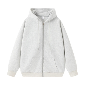 ORREN INTERNATIONAL Custom Heavyweight Plain Light Grey <b>Zip</b>-<b>Up</b> <b>Men's</b> Blank Oversized 100% Organic Cotton Full-<b>Zip</b> <b>Cardigan</b> - Product Image 3