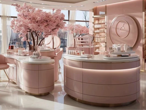 Sang trọng đầy màu sắc bằng gỗ hiển thị bảng hiển thị đứng cho vẻ đẹp cửa hàng mỹ phẩm nội thất thiết kế đồ nội thất - Product Image 4