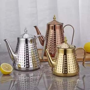 Théière en acier inoxydable martelé avec poignée, cafetière arabe, bouilloire à thé en métal pour la maison, l'hôtel, le restaurant - Product Image 6