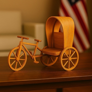 Handmade <b>Bamboo</b> <b>Craft</b> Rickshaw Decorative Model Eco-Friendly Smooth Polished Customizable Size Showpiece Art Collectible Home - Product Image 6