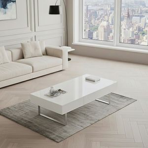 High Gloss <b>White</b> 52.4\" X 26.8\" X 15.6\" <b>Coffee</b> <b>Table</b> - Product Image 4