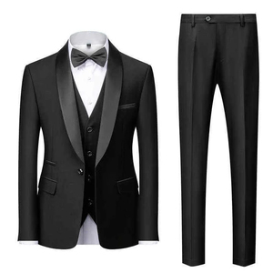 Trajes de boda al por mayor personalizados, trajes formales de tres piezas para hombre, chaqueta blazer con chaleco y pantalones para hombre, traje de fiesta. - Product Image 1