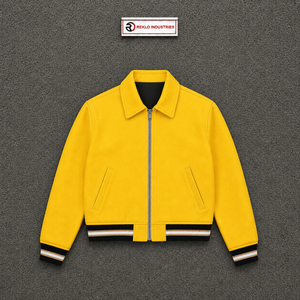 Blouson bomber jaune moderne, couleur unie, fermeture éclair, col rabattu, style décontracté, matière polyester, vêtement d'automne, style streetwear - Product Image 5