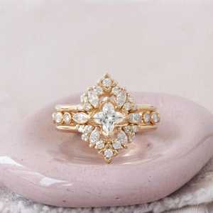 Bague en moissanite taille orchidée pour femme, en argent 925 original plaqué or, bijou floral unique pour cadeau de mariage nuptial - Product Image 3