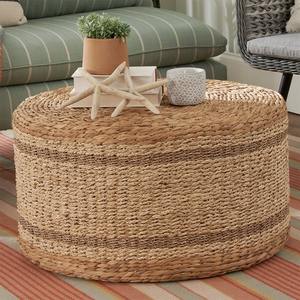 Coussin de tabouret en jacinthe d'eau vietnamienne tressé à la main, coussin ottoman en jonc de mer naturel par KingCraftViet - Product Image 2