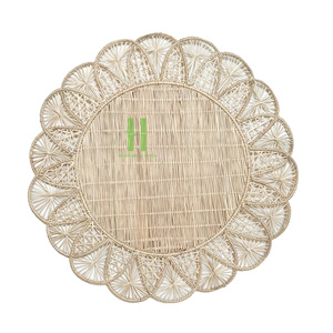Hot Trend Eco-friendly Natural Bohemian Round Seagrass Charger Plate <b>Wall</b> Decoration Flower Placemat Home <b>Table</b> Mats - Product Image 3