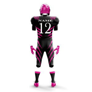 American Football Uniform Set Men's Black Red Striped Sublimated Jersey Pants Gloves <b>Socks</b> Fitted <b>Moisture</b> Wicking All Seasons - Product Image 6