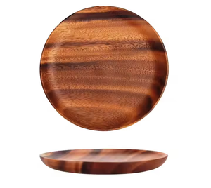 Fabricante de fábrica barato plato de madera de acacia, forma redonda de madera para servir especias platos de frutas hechos por Artesanías de media luna - Product Image 3