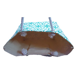 Exclusiva Bolsa de Playa de Lona de Algodón de 12 Oz con Estampado Floral para Niñas, Logotipo Personalizado, Asa de Cuerda Trenzada, Bolsillo Colgante con Cierre, Diseño Geométrico - Product Image 5