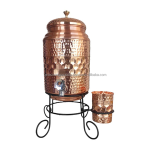 Tanque de almacenamiento dispensador de agua de cobre puro 100% hecho a mano al por mayor con soporte de vidrio y hierro forma y tamaño personalizados - Product Image 2