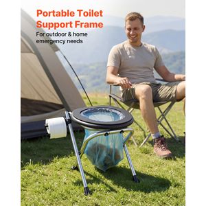 WC Portatile Pieghevole in Acciaio Inox con Sedile Morbido, Capacità di Carico 350 Libbre, per Campeggio, Villa, Parco, Uso per Adulti - Product Image 2
