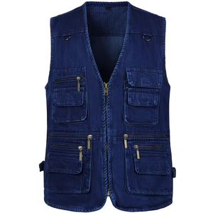 Veste de travail respirante de haute qualité, gilet de sécurité bleu en maille réfléchissante avec poche - Product Image 1