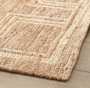 Tapis rectangulaire en jute naturelle noué à la main, couleur unie, tissage plat, à franges, écologique, style ferme, pour salon - Product Image 5