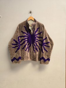 Luxury Mocha Velvet Suzani Embroidered <b>Jacket</b> for <b>Women</b> Purple Sun Motif Bohemian Ethnic Coat Wholesale Fashion Outerwear - Product Image 1
