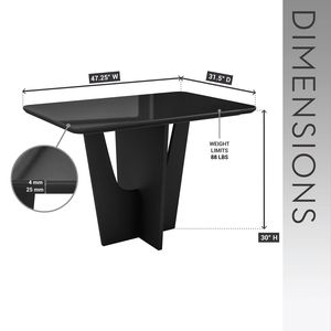 Mesa de Comedor Compacta Italiana para 4 Personas con Base de Madera Negra y Tapa de Vidrio Pintado - Product Image 4
