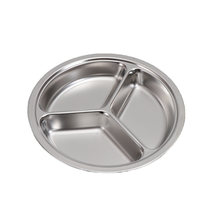 Assiette de table classique en acier inoxydable de 28 cm, compartimentée, écologique, de qualité alimentaire, durable, polie, lot de 4 assiettes pour la rentrée scolaire - Product Image 5