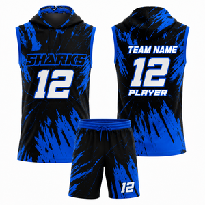 Ensemble Maillot et Short de Football Américain Personnalisé Sublimé à Capuche Sans Manches pour Hommes Adultes – Tenue d'Entraînement d'Équipe - Product Image 1