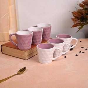 Blush Diamond Large Capacity Glazed Ceramic Mug <b>Set</b> Pink & White (<b>Set</b> of 2)-<b>Microwave</b> Safe with Spoon Accessory - Product Image 1