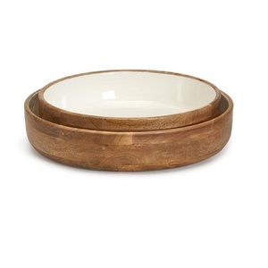 Custom made Wooden Dough Bowls Wholesale Kitchenware <b>Sticker</b> Enamel Printed Bowl High Quality <b>Large</b> Selling Wood Round Bowl - Product Image 2