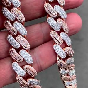 Moissanite Cuban Link <b>Chain</b> in 925 Sterling Silver Gold Plated Hip Hop Fashion Jewelry <b>Necklace</b> - Product Image 2