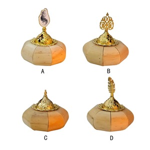 Hand-Made Bamboo Incense Burner With Gold <b>Feather</b> <b>Top</b> 12cm Diameter Aromatic Diffuser All-Season Decorative Stand - Product Image 2