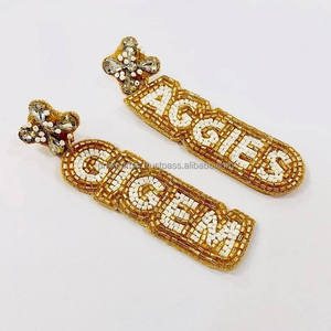 Boucles d'oreilles pendantes en forme de patte de tigre, style bohème, bleu et blanc, bijoux fantaisie, cadeau pour le jour du match, perles de rocaille faites à la main - Product Image 3