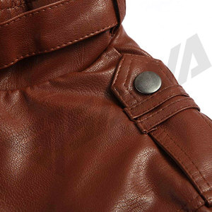 <b>Men's</b> Brown <b>Leather</b> Moto & casual <b>Jacket</b> Stand Collar Zipper Closure Slim Fit Autumn Regular Sleeve Solid Color - Product Image 4