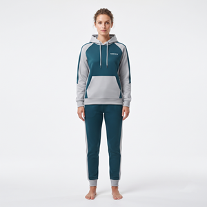 Custom Design Women's Full Sleeve Hooded <b>Polyester</b> <b>Tracksuit</b> Two Tone Regular Fit Jogger Set Casual Autumn Winter Clothing - Product Image 1