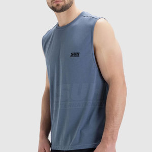 Custom Made <b>Men</b> Gym <b>Singlet</b> Breathable Quick Dry Knitted 100% Cotton Workout Wear Made in Pakistan - Product Image 5