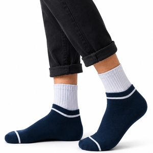 Chaussettes de badminton montantes 100 % coton, épaisses, en tissu éponge, antidérapantes, absorbant la transpiration, antibactériennes, anti-odeur, avec revers tricoté - Product Image 4