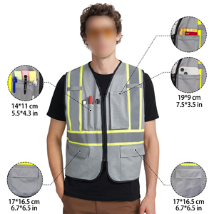 Bright Safety Vest High Vis Reflective Gear For Environmental Services Waste Management Staff <b>Construction</b> Site Maintenance - Product Image 2