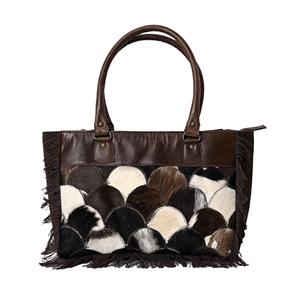 Customizable Women's Tote <b>Bag</b> Elegant Western <b>Weekender</b> Design Cowhide Patch Soft High Recycled Leather Handles Durable - Product Image 6