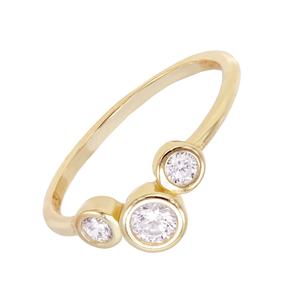 Wholesale Graduated Diamond 14K Solid Gold Lab Grown Diamond Three Stone Ring Anniversary Gift Bezel Set Engagement Ring for Her - Product Image 3