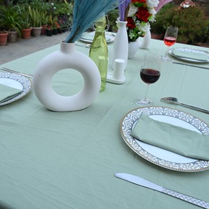 Mint Green Plain Woven Cotton Linen <b>Tablecloth</b> Outdoor Washable Minimalist Style Table Cover <b>Tablecloth</b> From Rajasthan - Product Image 3