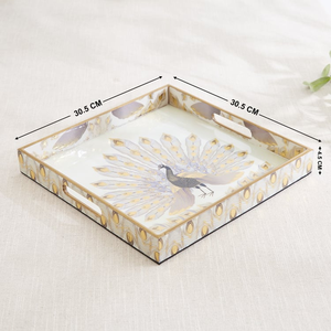 Bandeja Decorativa Rústica Abstracta de Madera NEHA ENTERPRISES NE-WT543 con Asa, 30.5x30.5x4.5 cm, para Exhibición en Mesa de Comedor - Product Image 1