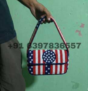 Bolso de mano con cuentas para mujer, diseño de estrellas y rayas, bandolera con solapa, para uso casual, fiestas y eventos, accesorio de almacenamiento - Product Image 1