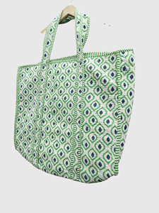 Sac fourre-tout en coton à motifs verts avec broderie, style bohème, ouverture supérieure, sac de shopping - Product Image 4