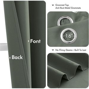 Tende Oscuranti Termoisolanti Nere da 160 cm per Camera da Letto e Soggiorno, 2 Pannelli con Occhielli, Tende Oscuranti Solide N - Product Image 3